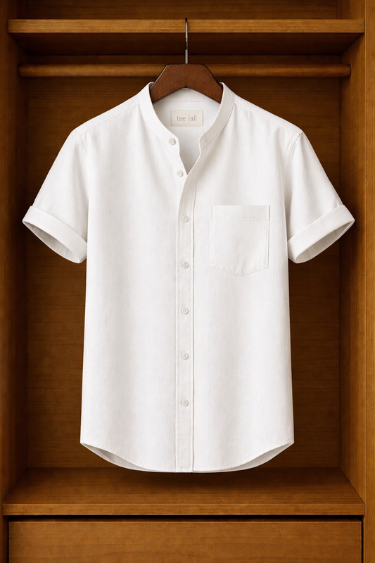 Mens Button Up Cotton Half Sleeve Shirt TTMBUS268 - White