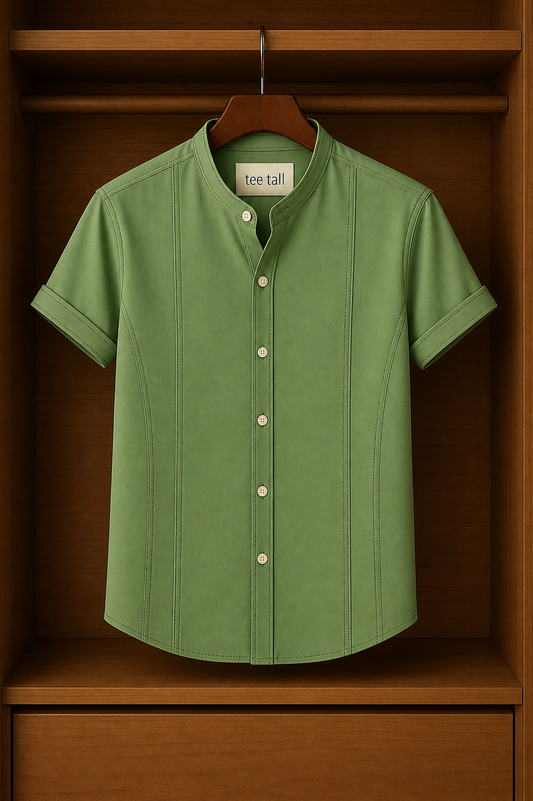 Mens Button Up Cotton Half Sleeve Shirt TTMBUS334 - Mint Green