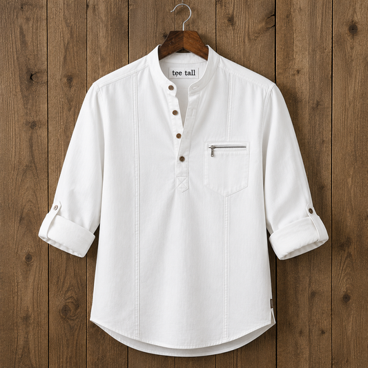 Mens Short Cotton Full Sleeve Kurta TTMSK111 - White