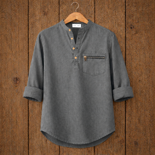 Mens Short Cotton Full Sleeve Kurta TTMSK72 - Grey