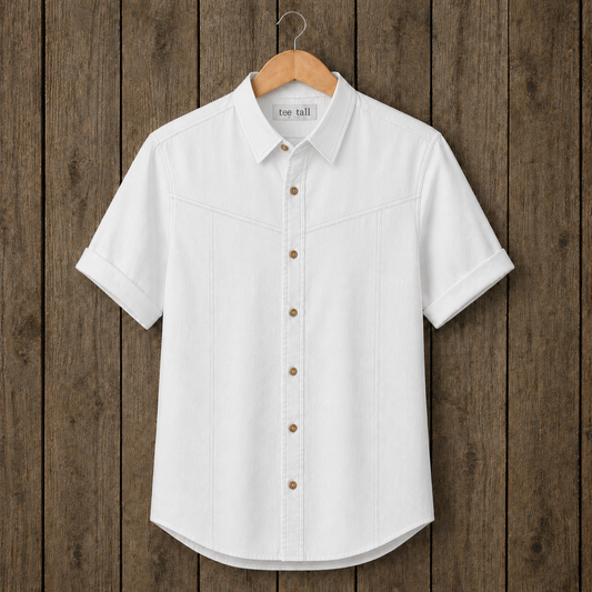 Mens Button Up Cotton Half Sleeve Shirt TTMBUS352 - White