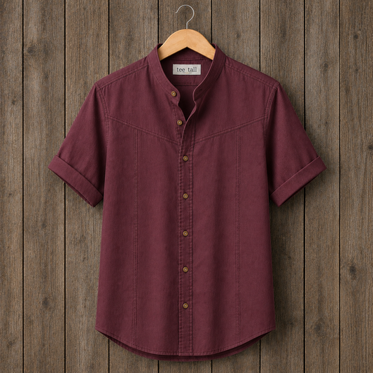 Mens Button Up Cotton Half Sleeve Shirt TTMBUS343 - Maroon