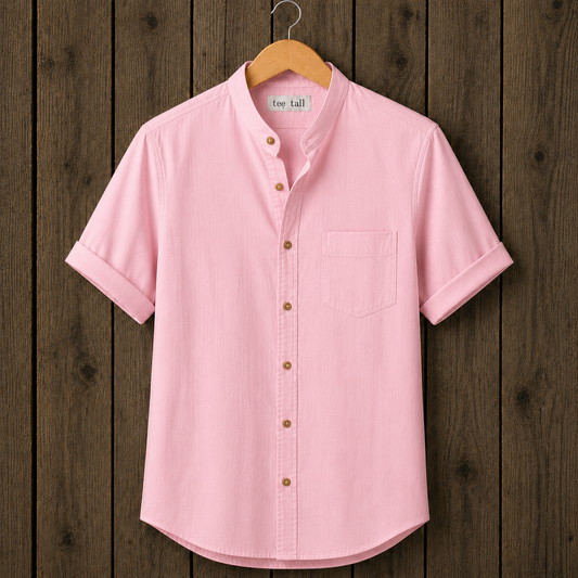 Mens Button Up Cotton Half Sleeve Shirt TTMBUS471 - Pink