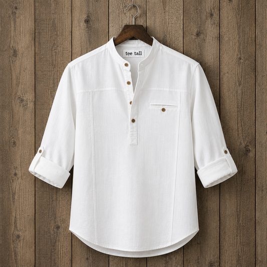 Mens Short Cotton Full Sleeve Kurta TTMSK112 - White