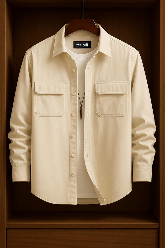 Mens Button Up Cotton Full Sleeve Shirt TTMBUS110 - Cream