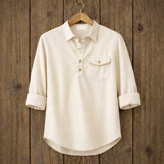 Mens Short Cotton Full Sleeve Kurta TTMSK62 - Cream