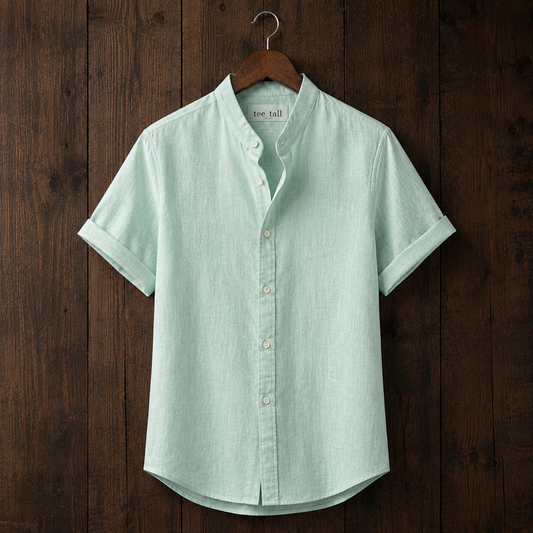 Mens Button Up Cotton Half Sleeve Shirt TTMBUS351 - Mint Green