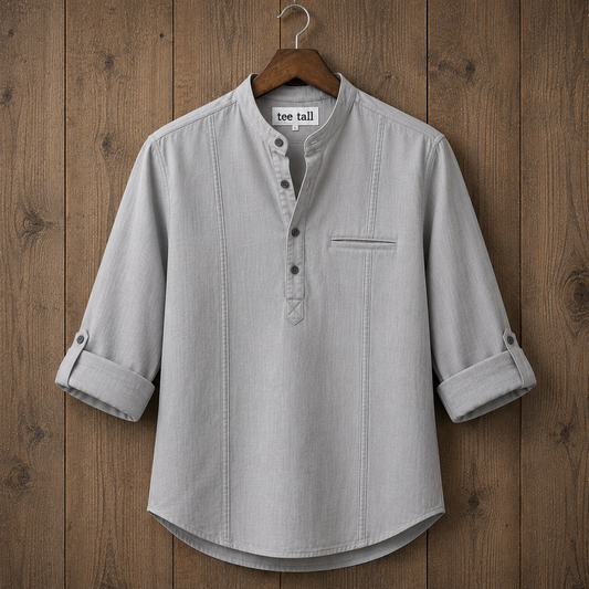 Mens Short Cotton Full Sleeve Kurta TTMSK115 - Grey