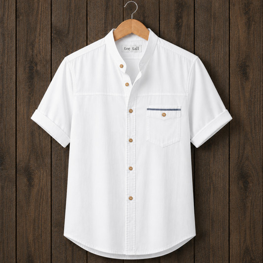 Mens Button Up Cotton Half Sleeve Shirt TTMBUS405 - White
