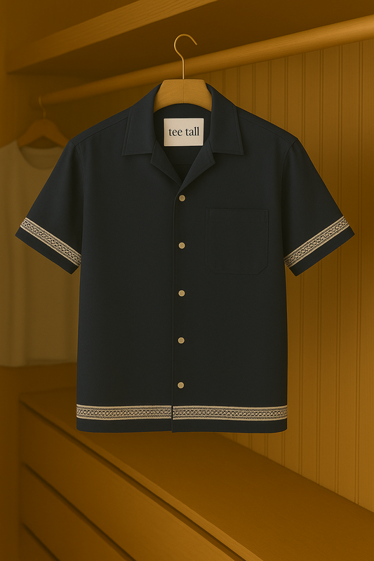 Mens Button Up Half Sleeve Shirt TTMBUS21 - Navy Blue