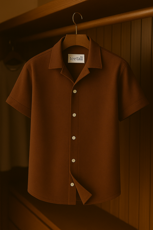 Mens Button Up Half Sleeve Shirt TTMBUS3 - Brown