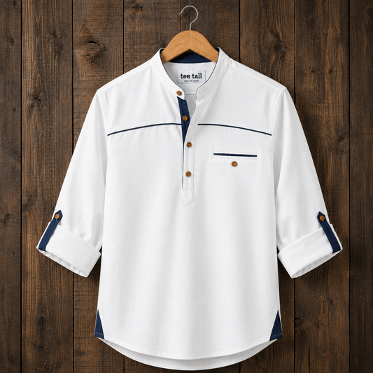 Mens Short Cotton Full Sleeve Kurta TTMSK157 - White