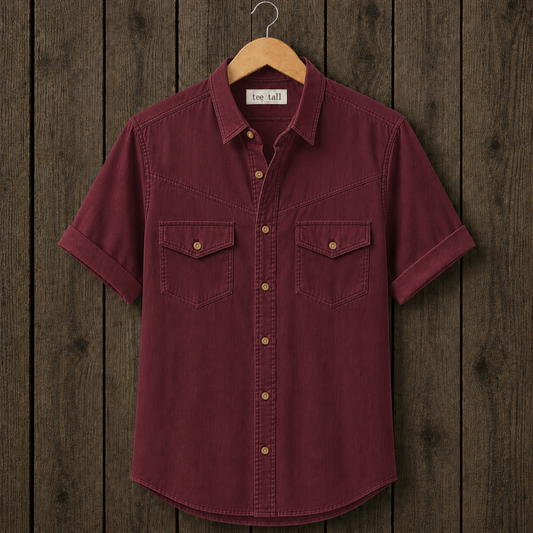 Mens Button Up Cotton Half Sleeve Shirt TTMBUS469 - Maroon
