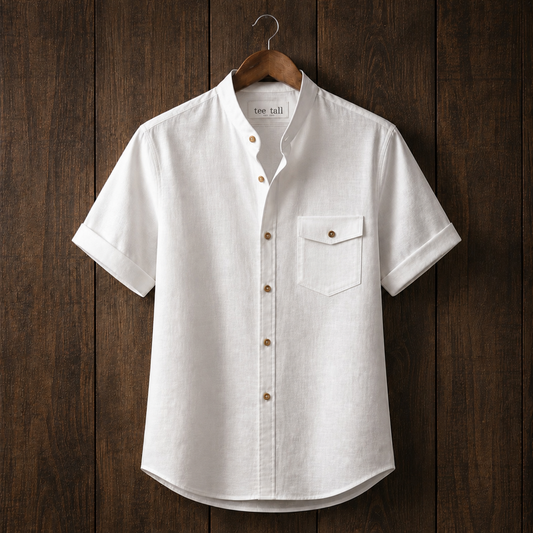 Mens Button Up Cotton Half Sleeve Shirt TTMBUS358 - White