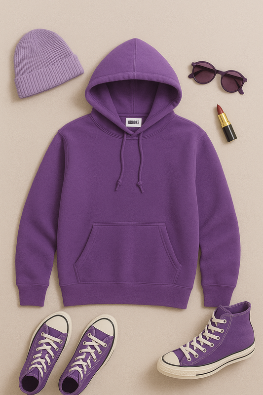 Groove Womens Kangaroo Pullover Hoodie GRWKPH1 - Purple