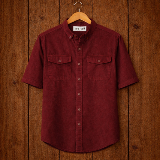 Mens Button Up Cotton Half Sleeve Shirt TTMBUS203 - Maroon