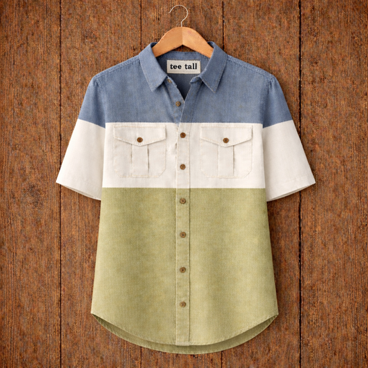 Mens Button Up Cotton Half Sleeve Shirt TTMBUS243 - Multi