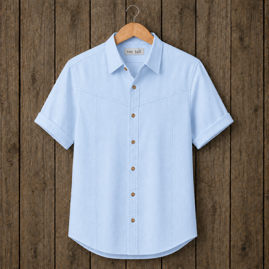 Mens Button Up Cotton Half Sleeve Shirt TTMBUS360 - Light Blue