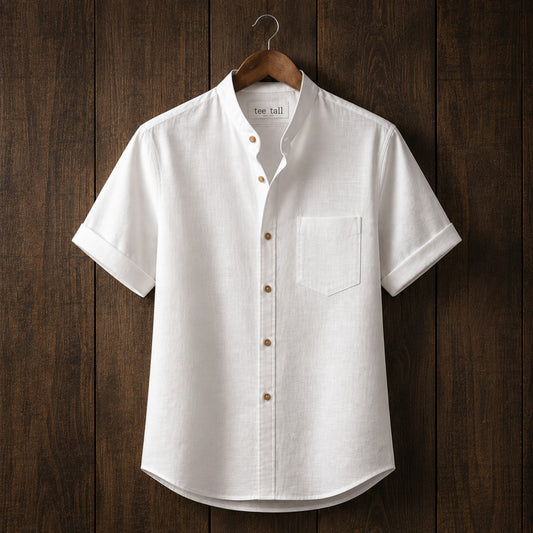 Mens Button Up Cotton Half Sleeve Shirt TTMBUS346 - White
