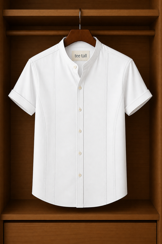 Mens Button Up Cotton Half Sleeve Shirt TTMBUS333 - White