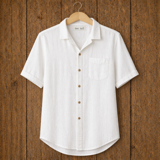 Mens Button Up Viscose Half Sleeve Shirt TTMBUS269 - White