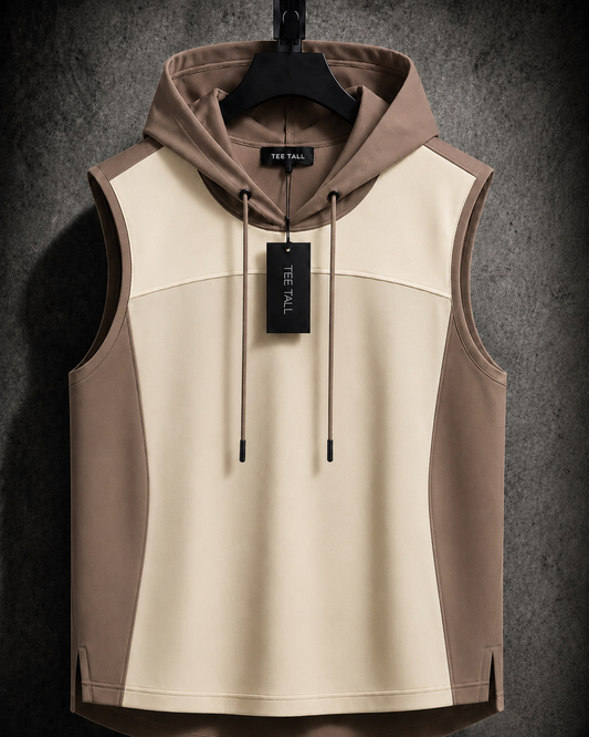Mens Cotton Hooded Sleeveless T-Shirt CHST32 - Brown