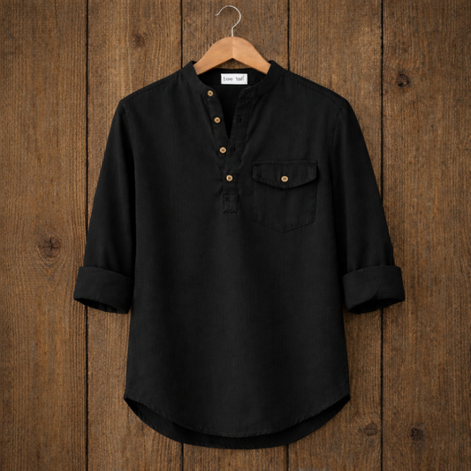 Mens Short Cotton Full Sleeve Kurta TTMSK23 - Black