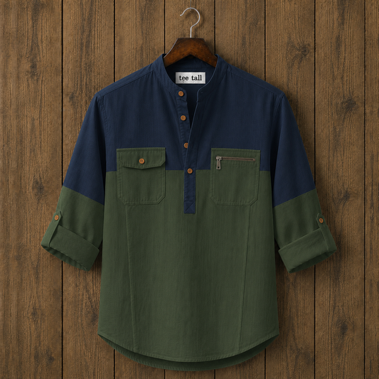 Mens Short Cotton Full Sleeve Kurta TTMSK137 - Multi