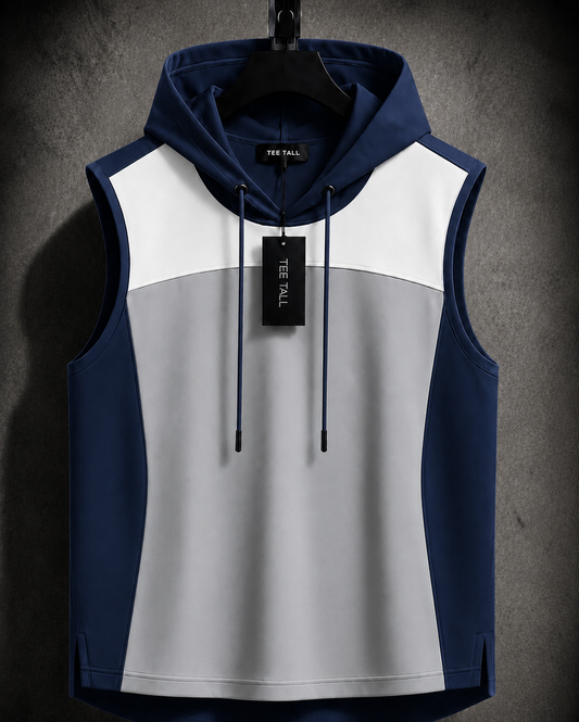 Mens Cotton Hooded Sleeveless T-Shirt CHST31 - Navy Blue