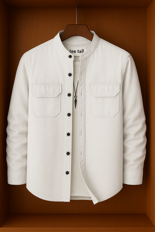Mens Button Up Cotton Full Sleeve Shirt TTMBUS83 - White