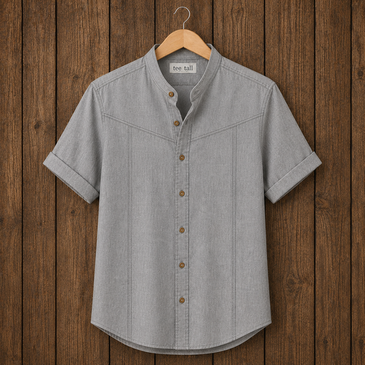 Mens Button Up Cotton Half Sleeve Shirt TTMBUS344 - Grey