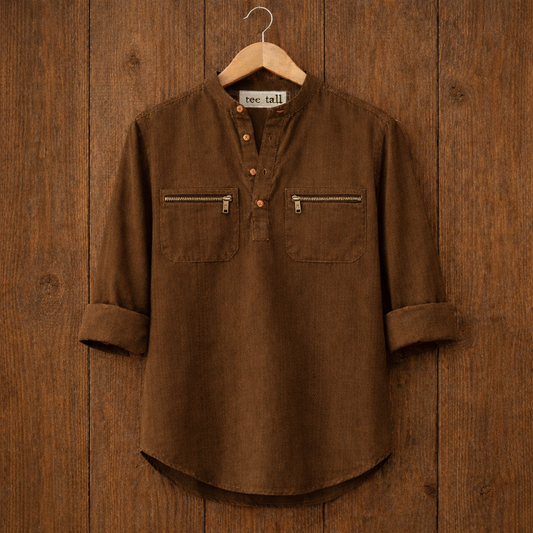 Mens Short Cotton Full Sleeve Kurta TTMSK10 - Brown