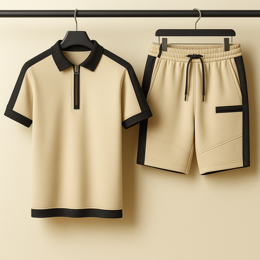 Mens Shorts + Polo Set by Tee Tall - TTMSPOLS4 - Cream Cream