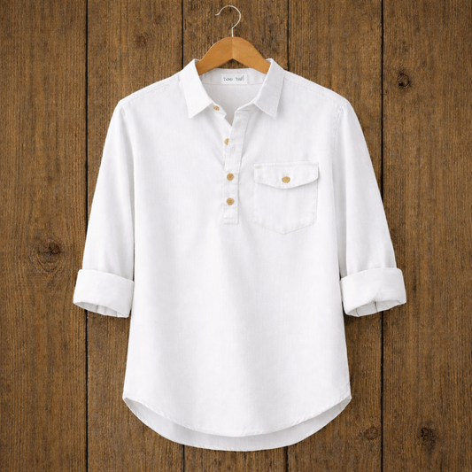 Mens Short Cotton Full Sleeve Kurta TTMSK63 - White