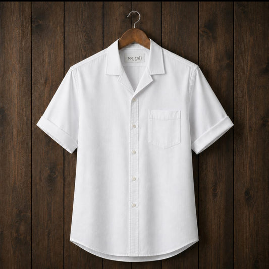 Mens Button Up Cotton Half Sleeve Shirt TTMBUS409 - White