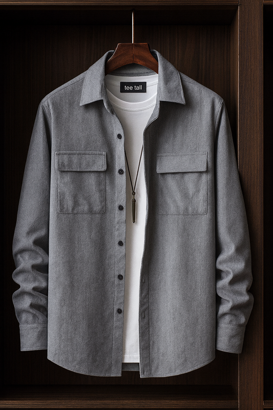 Mens Button Up Cotton Full Sleeve Shirt TTMBUS28 - Grey