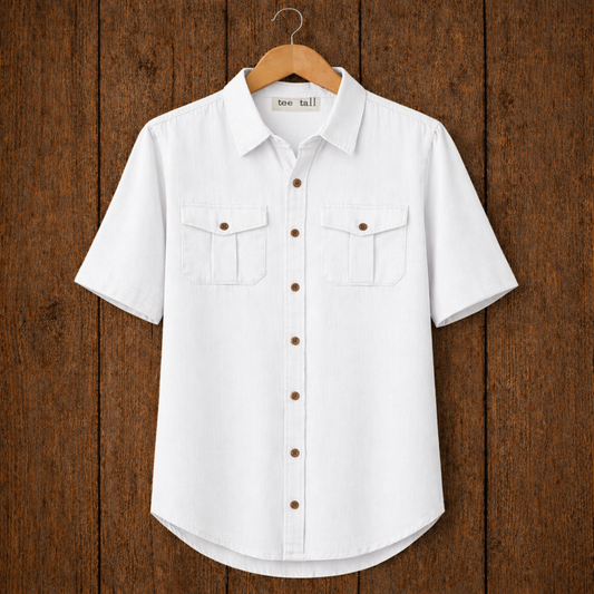 Mens Button Up Cotton Half Sleeve Shirt TTMBUS280 - White