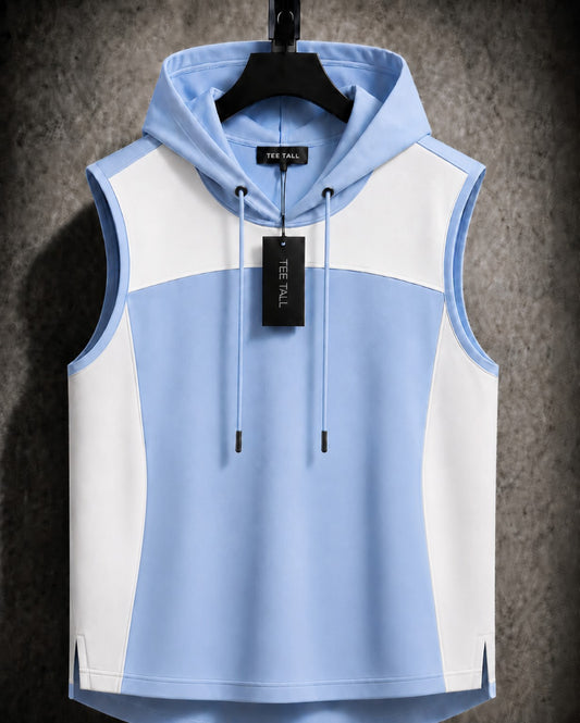 Mens Cotton Hooded Sleeveless T-Shirt CHST19 - Light Blue