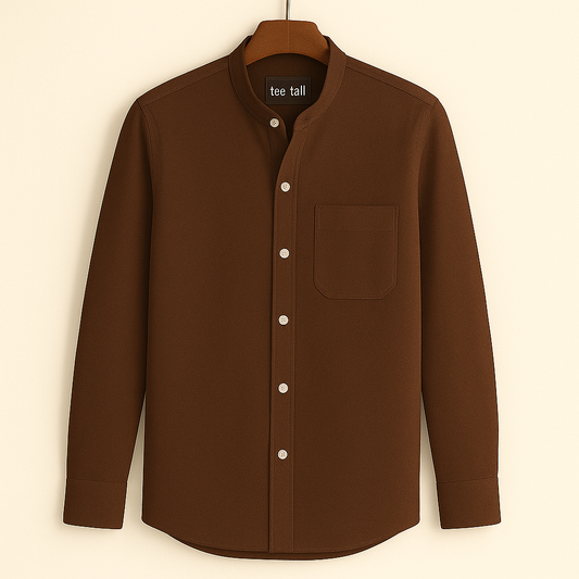 Mens Button Up Pocket Full Sleeve Shirt TTMBUS1 - Brown