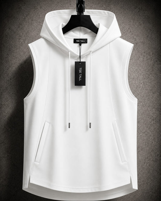 Mens Cotton Hooded Sleeveless T-Shirt CHST24 - White