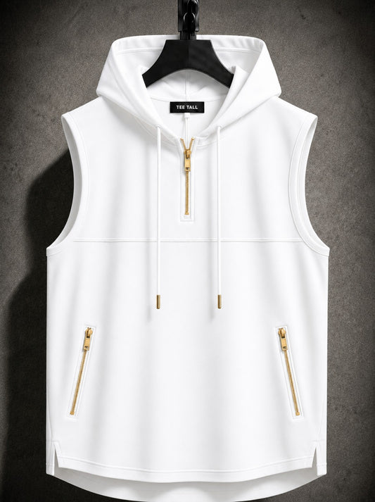 Mens Cotton Hooded Sleeveless T-Shirt CHST43 - White
