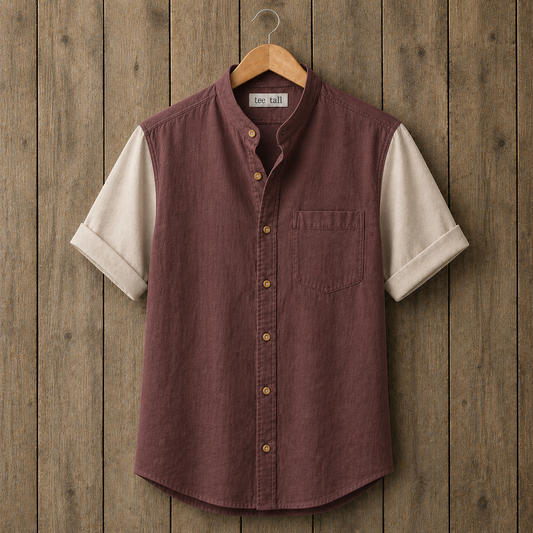 Mens Button Up Cotton Half Sleeve Shirt TTMBUS395 - Maroon