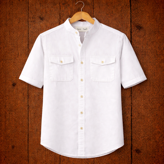 Mens Button Up Cotton Half Sleeve Shirt TTMBUS221 - White