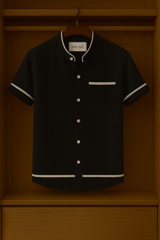 Mens Button Up Half Sleeve Cotton Shirt TTMBUS22 - Black