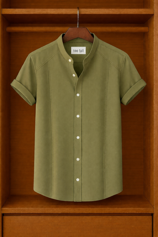 Mens Button Up Cotton Half Sleeve Shirt TTMBUS250 - Green