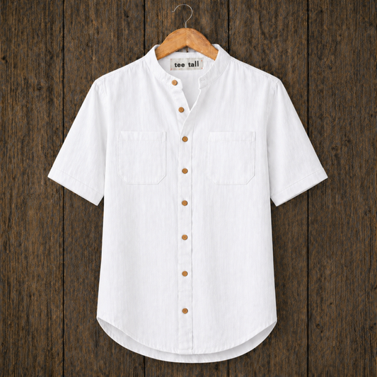 Mens Button Up Cotton Half Sleeve Shirt TTMBUS286 - White