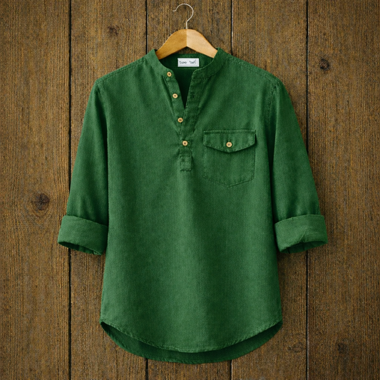 Mens Short Cotton Full Sleeve Kurta TTMSK13 - Green