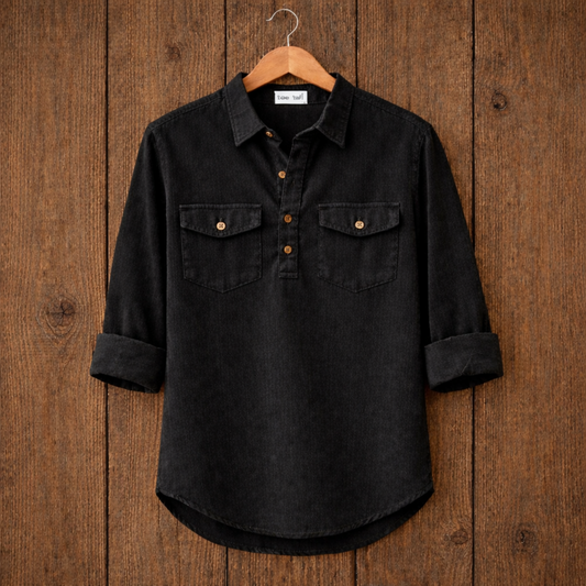 Mens Short Cotton Full Sleeve Kurta TTMSK101 - Black