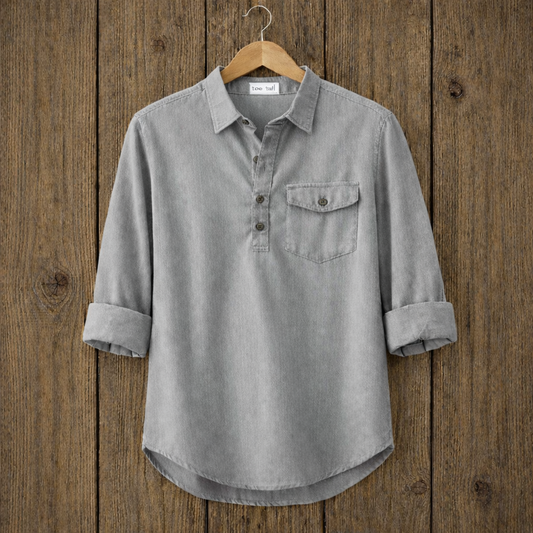 Mens Short Cotton Full Sleeve Kurta TTMSK67 - Grey