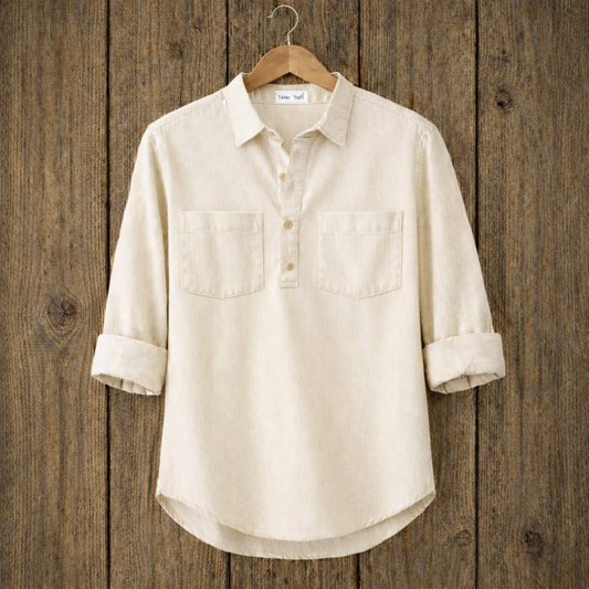 Mens Short Cotton Full Sleeve Kurta TTMSK104 - Cream